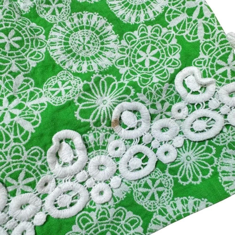 Lilly Pulitzer Kelly Green Embroidered Shift Dress Girls 7 Lace Preppy Church